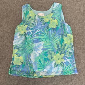 Draper's & Damon's Textured Floral Blouse Sleeveless Petite Medium Top‎ Lined